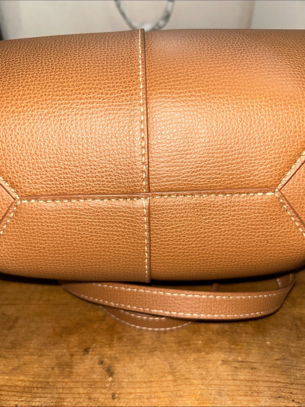 Polène Cyme Mini Textured Leather Tote Bag Camel Brown with Box & Dust Bag - Picture 9 of 10